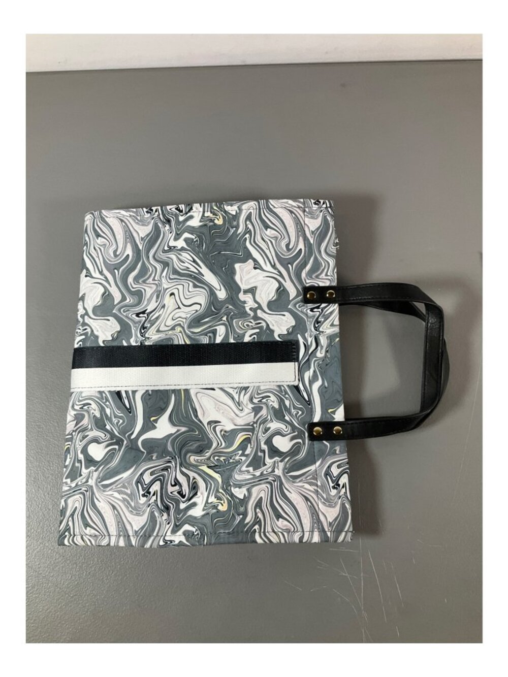 Adorned Canvas Tote Bag - Grey Swirl Stripe, Spacious Unisex Design